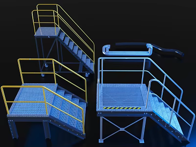 Industrial Steel Platforms With Stairs Safety Railings And Durable Structure For Industrial Use 3d model
