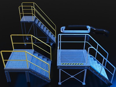 Staircase Steel Staircase Laboratory Equipment Tools Sci-Fi Scene Secret Laboratory Underground Research Institute model