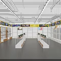 Modern Shopping Mall Store Interior Design With Shelves Display Cabinets And Bright Lighting