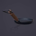 Durable Cast Iron Pan With Wooden Handle For Daily Kitchen Use