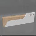 Modern Reception Desk With Wooden Panel And White Surface Featuring LOGO 3d model