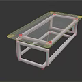 Sleek Modern Coffee Table With Clear Glass Top And Silver Metal Frame Design