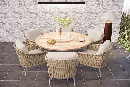 Modern Outdoor Table and Chair Outdoor Dining Table Round Dining Table 3d model