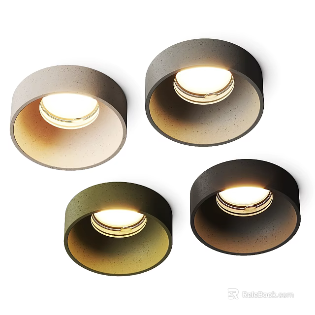 Modern Round Downlights In Various Colors With Warm Illumination And Ceiling Mount Design 3d model 