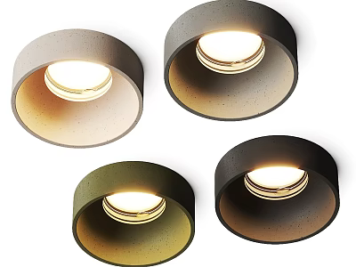 Modern Round Downlights In Various Colors With Warm Illumination And Ceiling Mount Design 3d model