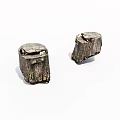 Two Natural Wooden Tree Stumps With Rough Bark And Weathered Surface