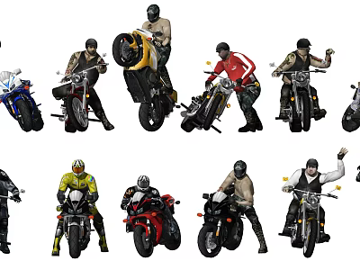 Modern Multiplayer Motorcycle Rider Character Rider 3d model