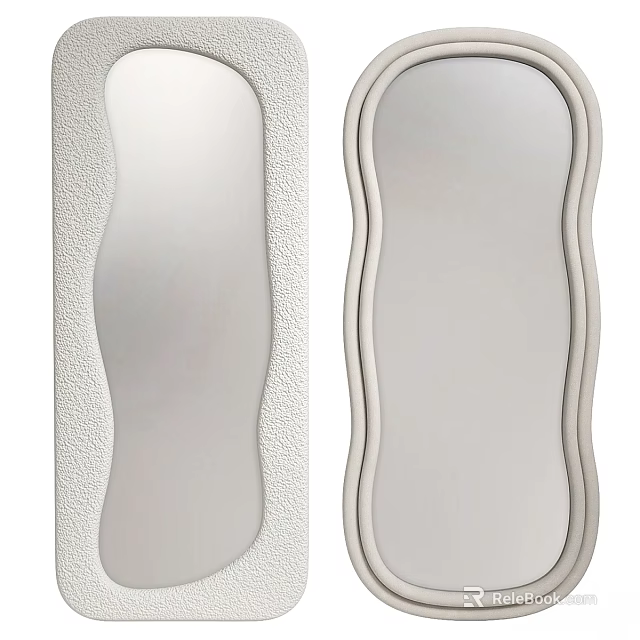 Modern Decorative Mirrors With Textured Frame And Curved Edges For Home Wall Decor 3d model 