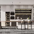 Modern Dining Table and Chair Combination West Cabinet Wine Cabinet Bar Counter 3d model