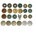 Vintage Gold Silver Jewelry Collection With Intricate Coin Designs And Gemstone Accents