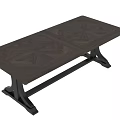Rustic Wooden Dining Table With Black Metal Base And Rectangular Surface 3d model