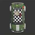 Small Green Car With White Stripes Number 15 On Door Gold Wheels And Roof Box