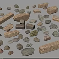 Natural Wood and Stone Collection with Various Shapes Different Colors and Textures
