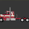 Red Semi Truck With Chrome Accents Twin Exhaust Pipes And Shiny Finish
