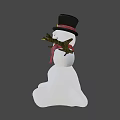 Game Movie Character Snowman With Black Top Hat Red Scarf And Glowing Eyes