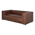 Brown Leather Three-Seater Sofa Modern Design With Comfortable Armrest And Structure 3d model
