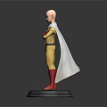 Bald Superhero Character Figurine With Yellow Uniform Red Boots and White Cape