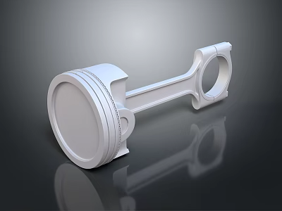 White 3D Rendered High Precision Automotive Piston Connecting Rod Engine Component 3d model