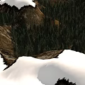 Stunning Natural Scenery Featuring Snowy Mountain Peaks and White Snow Covers