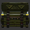 Open Green Military Crate With Metal Fittings Yellow Accents And Interior Panel