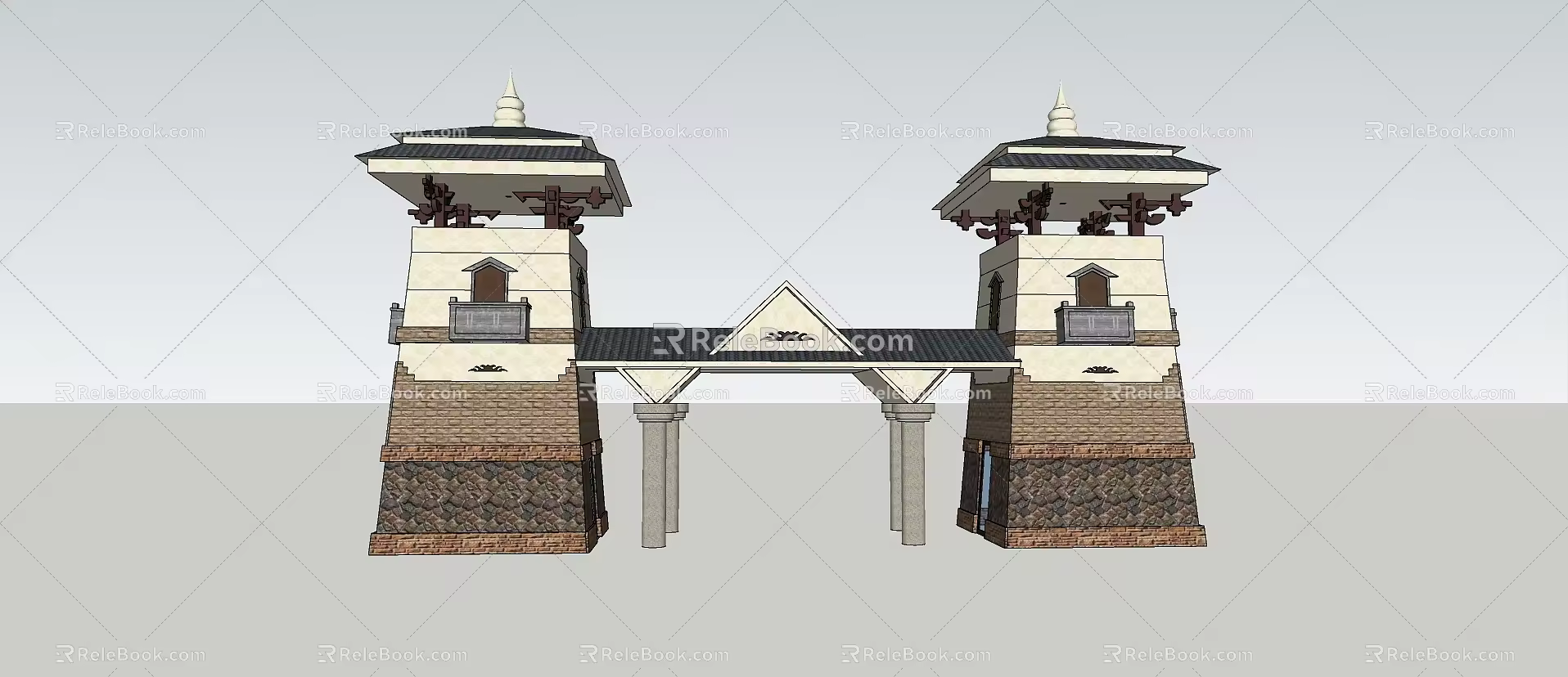 Ethnic Style Gate Yi Characteristic Gate 3d model