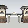 Ethnic Style Gate Yi Characteristic Gate 3d model