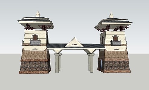 Ethnic Style Gate Yi Characteristic Gate 3d model