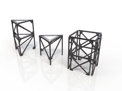 Abstract Geometric Metal Frames Structural Supports With Various Shapes And Sizes 3d model