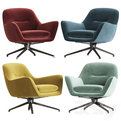Modern Accent Chair Collection with Various Colors and Metal Swivel Base Design 3d model