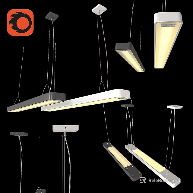 Modern Linear Pendant Lights In Various Styles For Interior Lighting Design 3d model