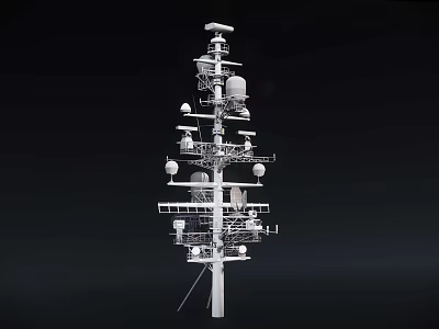 Industrial Communication Tower With Various Antennas And Multiple Equipment Components 3d model