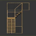Modern Wooden Staircase With Black Metal Railings Open Design And Reflective Surface