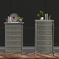 Elegant White Dressers With Golden Handles And Carved Design On Gray Wall Wooden Floor