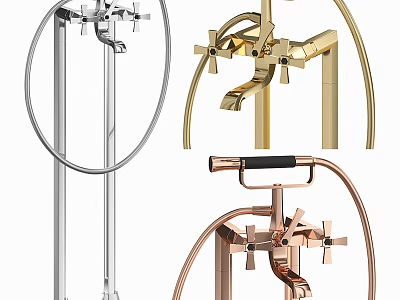 Modern Shower Faucet Set With Silver Gold Rose Gold Finishes And Contemporary Design 3d model