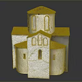 Traditional White Building Model With Multiple Domes Arched Windows And Gray Roofs
