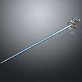 Polished Silver Sword With Sharp Blade And Ornate Hilt Design