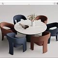 Modern Dining Table and Chair Combination Round Table and Chair Combination 3d model