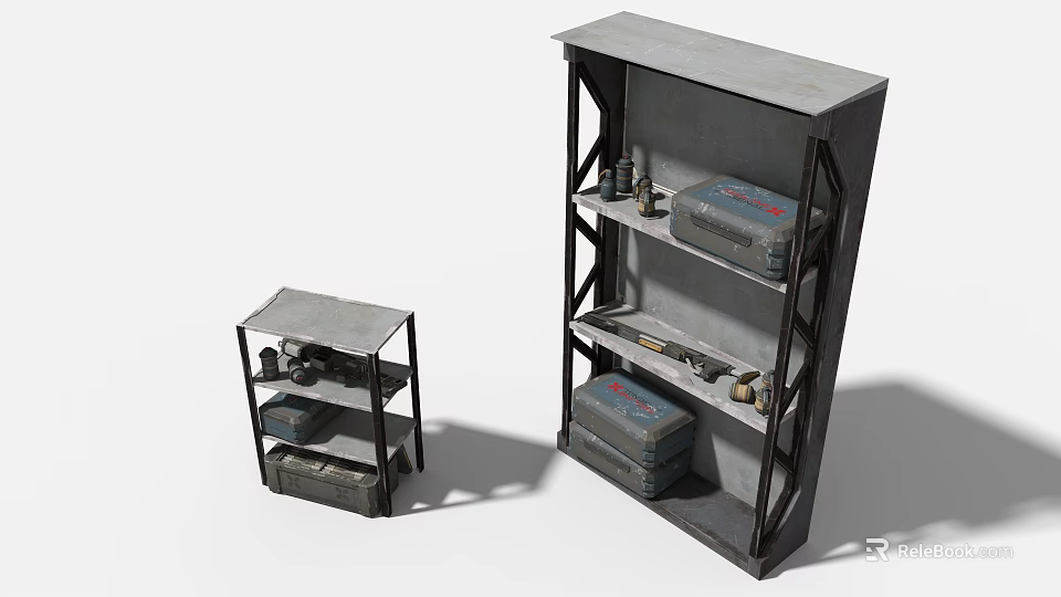 Industrial Equipment Storage Solutions With Metal Shelves Toolboxes And Tools 3d model 