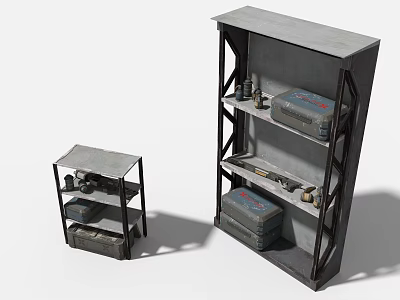 Industrial Equipment Storage Solutions With Metal Shelves Toolboxes And Tools 3d model