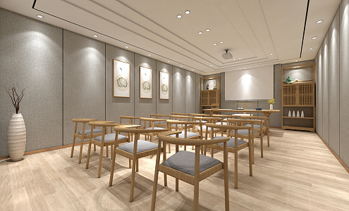 New Chinese Classroom Meeting Room Tea Room Meeting Room Restaurant 3d model