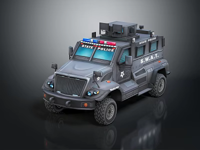Armored SWAT Police Vehicle With Tactical Design And State Police Features 3d model