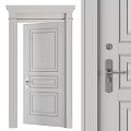 Modern White Interior Swing Door With Simple Design Frame Handle And Lock 3d model