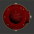 Red Fire Hydrant Standing With Detailed Top Cap And Side Outlet On Smooth Dark Surface