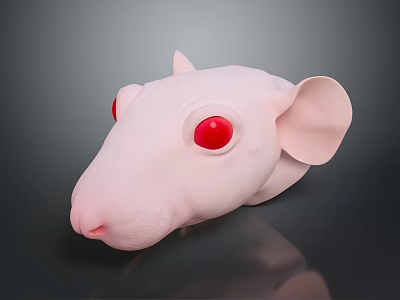 Pink Rat Head 3D Character Model With Red Eyes And Smooth Surface 3d model