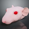 Pink Rat Head 3D Character Model With Red Eyes And Smooth Surface 3d model
