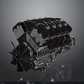 Detailed High Quality Automotive Engine With Cylinders Fan And Mechanical Components