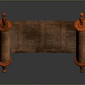 Ancient Scroll With Old Parchment And Handwritten Text On Red Rollers