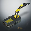 Modern Industrial Robotic Arm With Yellow Black Design And Stable Metal Base