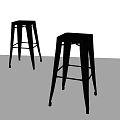 Modern Black Metal Bar Stools Set Of Two With Tall Frame And Square Seats