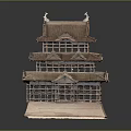 Japanese-style cartoon architecture 3d model
